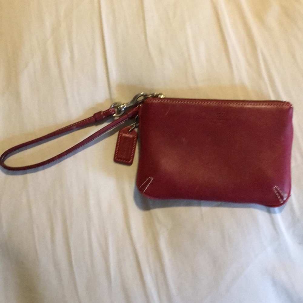 Coach wristlet in deep red